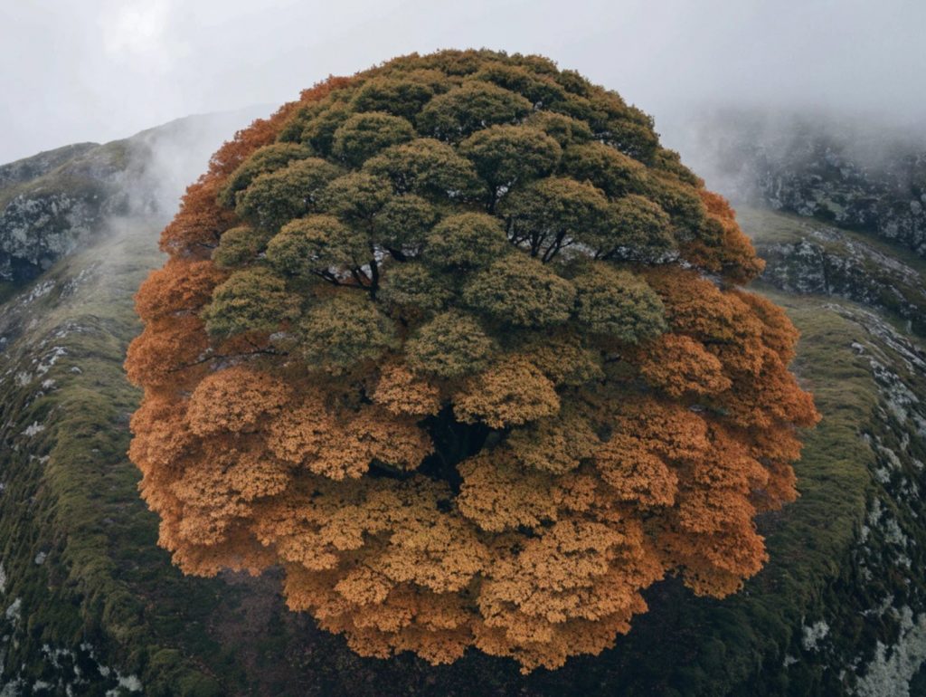 Tree with its leaves starting to change color