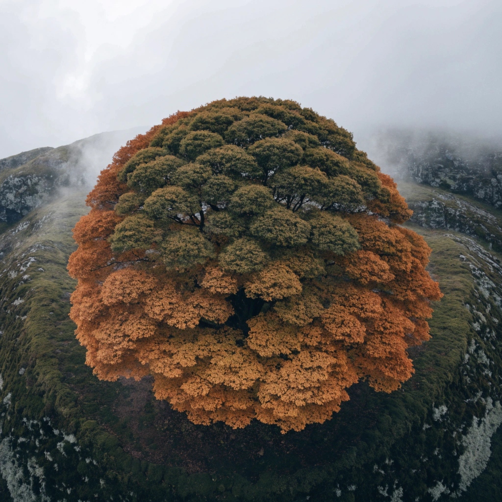 Tree with its leaves starting to change color